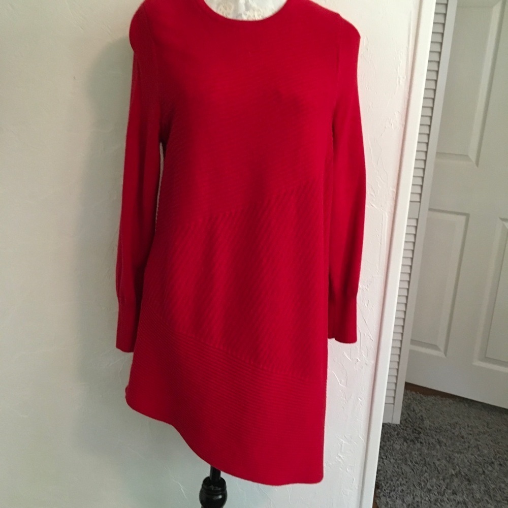 Chico's Vibrant Red Long Sleeve Tunic Sweater